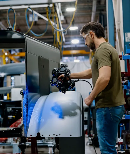 MetraSCAN 3D na inspeção de um componente automóvel