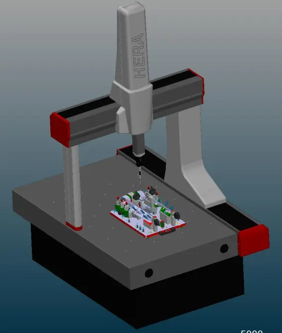 Offline programming station with 3D model and CMM in the background