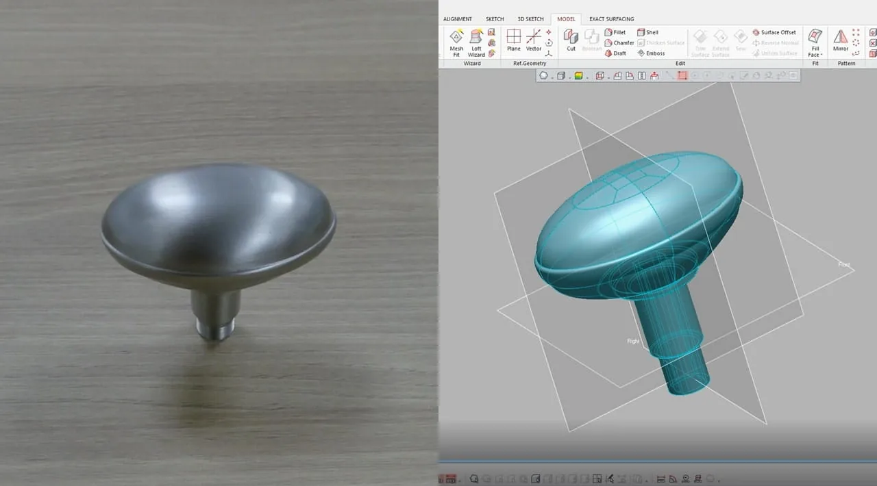 Pieza a escanear en 3D para ingeniería inversa