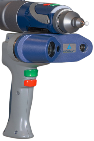 Cabeçote laser azul FAROBlu LLP acoplado a braço de medição FARO